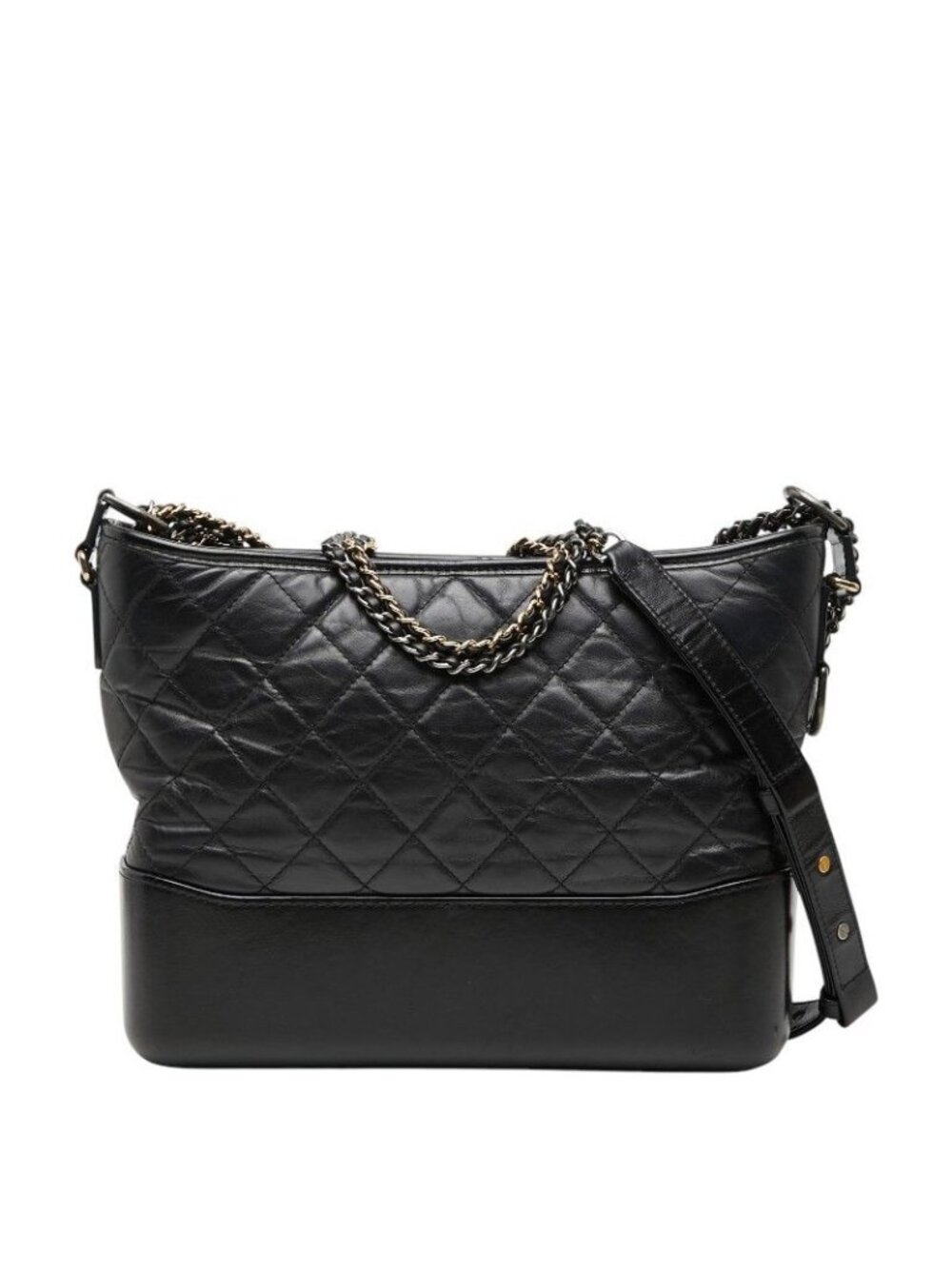 Chanel CC Logo Gabriel de Crossbody Chain Shoulder Bag Black Leather